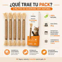 Pack 5 Palitos Dentales Silvervine para Gatos — 100% Natural — MarMari Pet